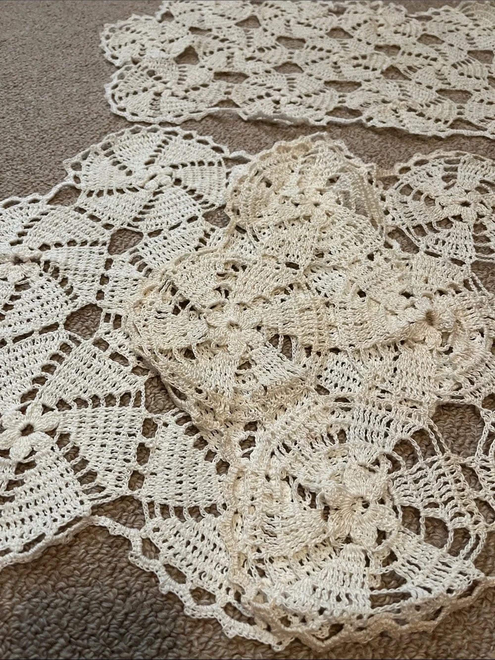 Handmade Crochet Doily Set - Cream Lace Table Covers